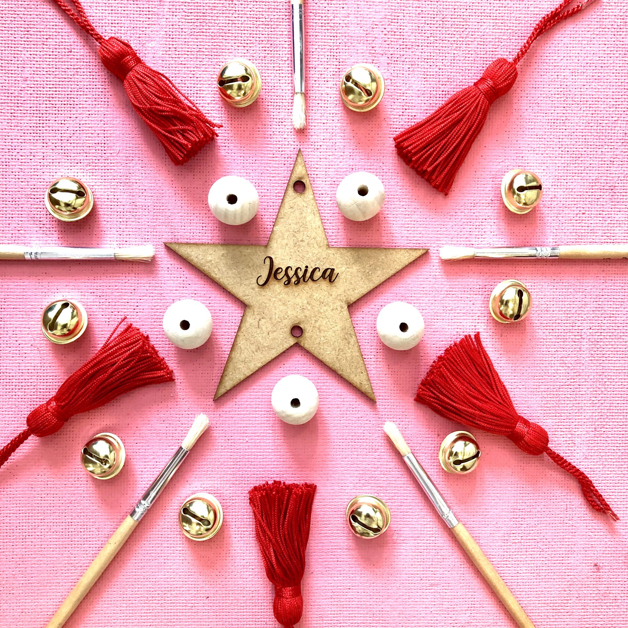 Personalised Christmas Star to paint and thread - Image 2