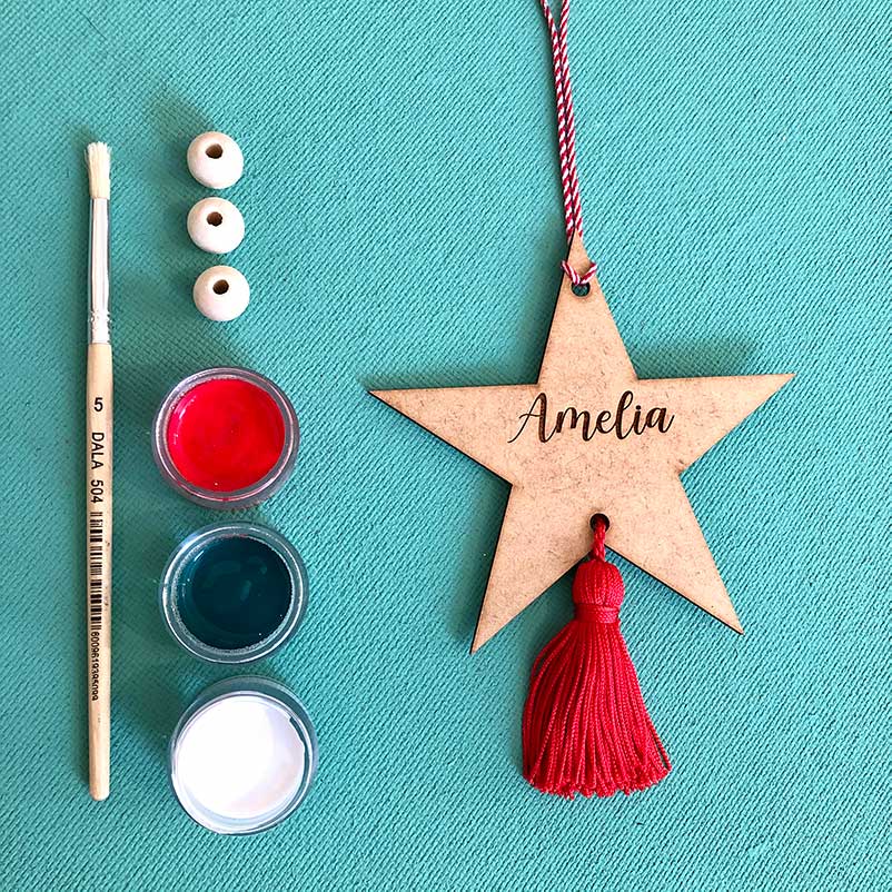 Personalised Christmas Star to paint and thread